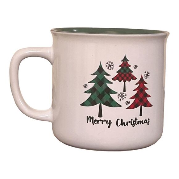 Christmas Tree 12 Oz Ceramic Coffee Mug with Green Inside - Merry Christmas - Tr - Picture 1 of 2